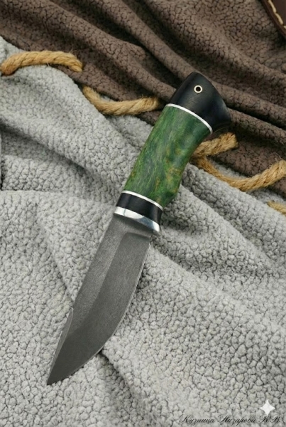 Нож Гепард х12мф черный граб стабилизированная карельская береза (зеленая)