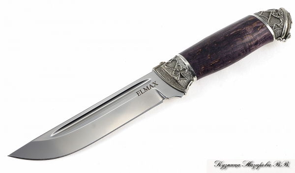 Knife Fighter Elmax melchior stabilized Karelian birch (purple)
