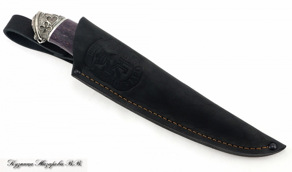 Нож Боец Elmax мельхиор стабилизированная карельская береза (фиолетовая)