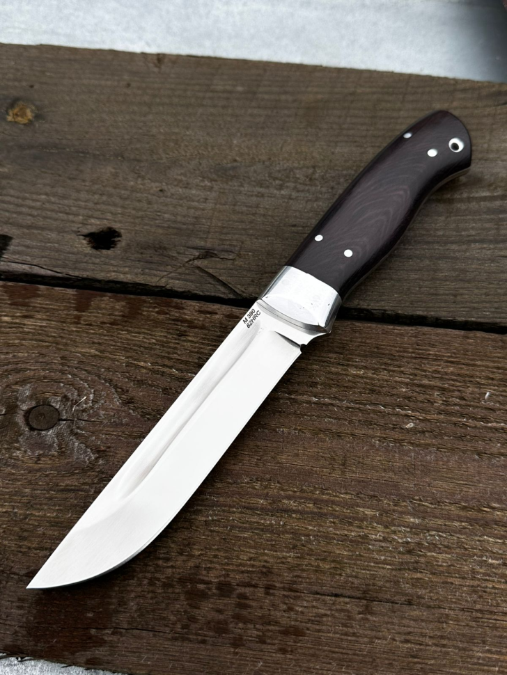 Нож "Боец" цельнометаллический сталь М390 накладки черный граб  (распродажа) 