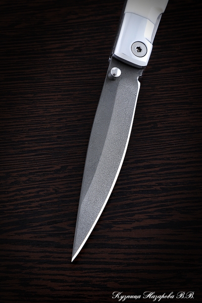 Нож складной Перо сталь Х12МФ рукоять дюраль акрил белый