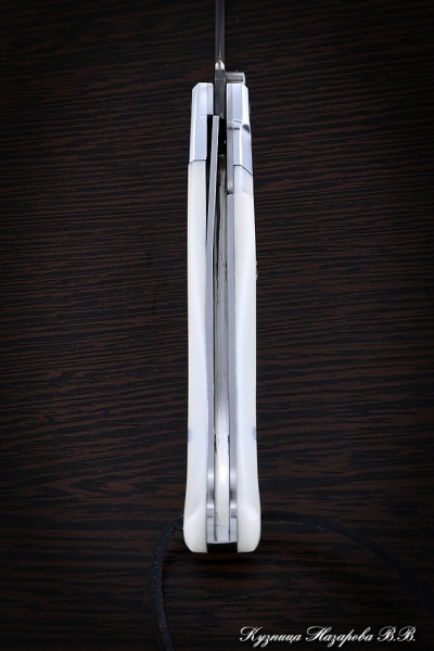 Folding Knife Pen Steel H12MF Handle Duralumin Acrylic White