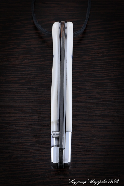 Folding Knife Pen Steel H12MF Handle Duralumin Acrylic White