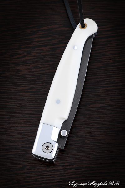 Нож складной Перо сталь Х12МФ рукоять дюраль акрил белый