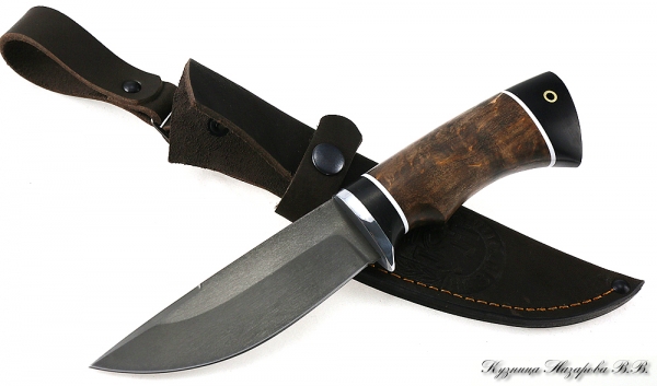 Knife Cheetah H12MF black hornbeam stabilized Karelian birch (brown)