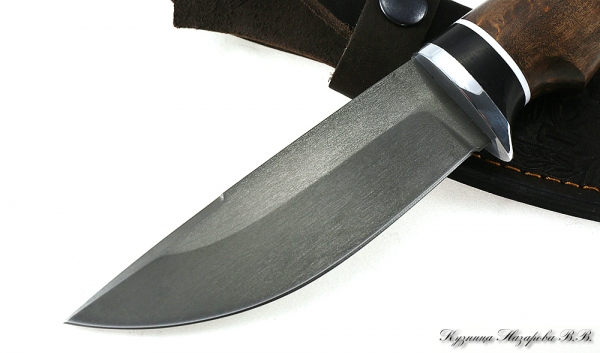 Нож Гепард х12мф черный граб стабилизированная карельская береза (коричневая)