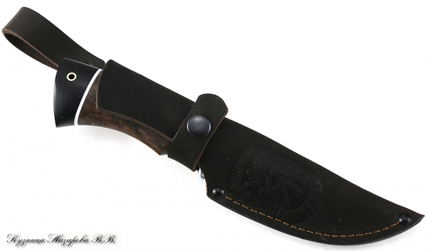 Нож Гепард х12мф черный граб стабилизированная карельская береза (коричневая)