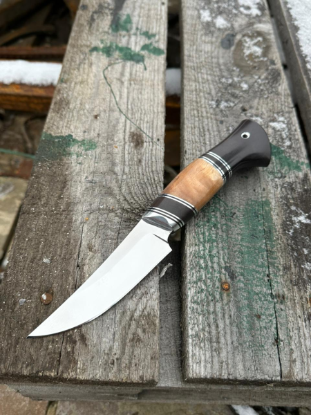 Нож &quot;Лань&quot; сталь х12мф, рукоять карельская береза янтарь (распродажа)