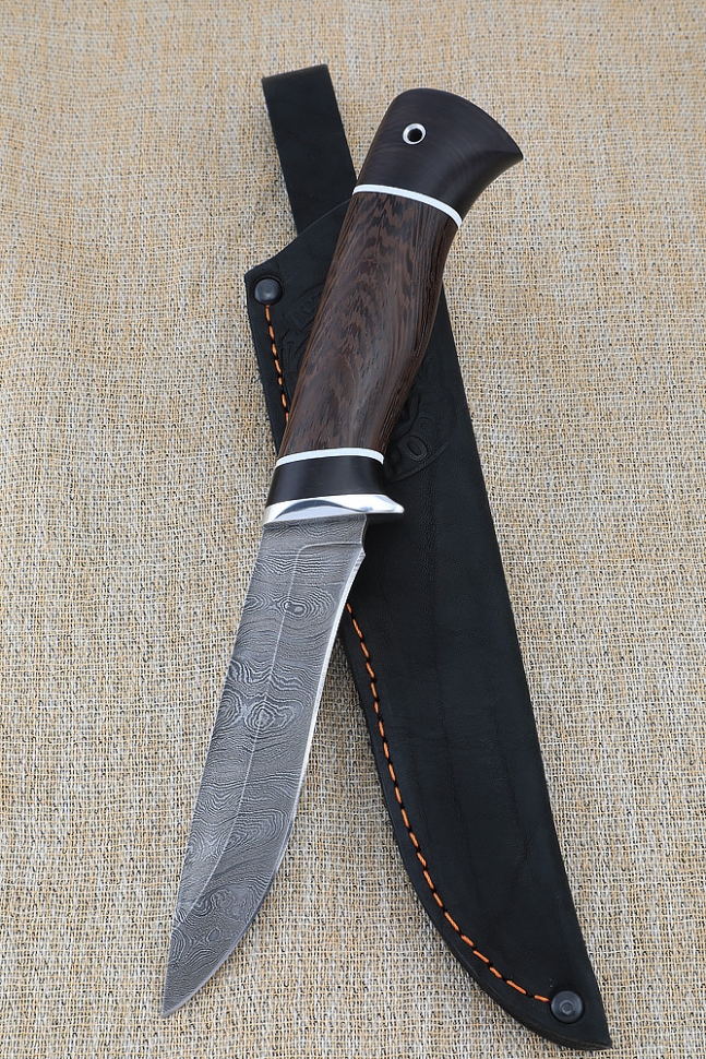 Нож Сокол дамаск черный граб венге