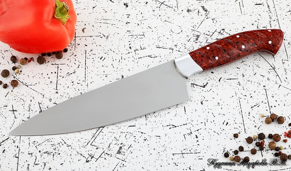 Кухонный нож Шеф № 12 сталь 95Х18 рукоять акрил красный