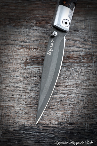 Folding Knife Pen Wootz steel Handle Duralumin Acrylic Brown
