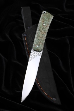 Knife No. 40 H12MF all-metal handle Karelian birch green