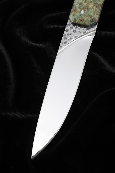 Knife No. 40 D2 all-metal handle Karelian birch green