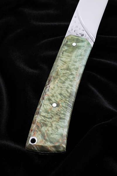 Нож №40 D2 цельнометаллический рукоять карельская береза зеленая