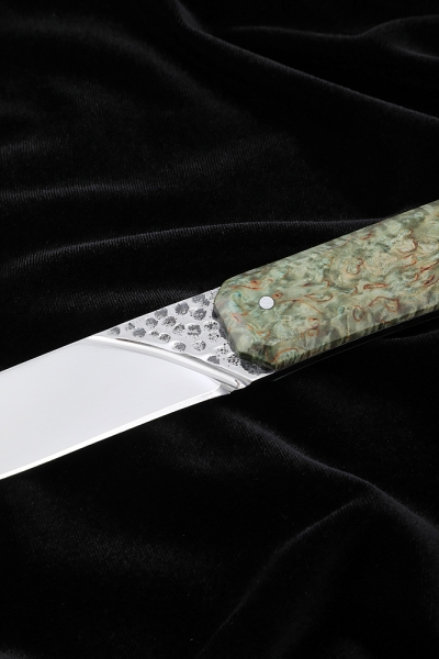 Нож №40 D2 цельнометаллический рукоять карельская береза зеленая