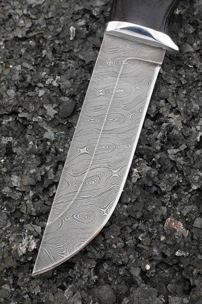 Golden Eagle Damascus knife handle ash brushed