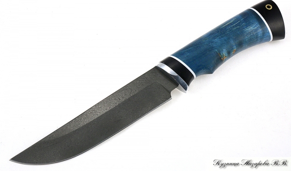 Нож Овод 2 х12мф черный граб стабилизированная карельская береза (синяя)