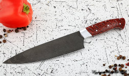 Нож Шеф № 12 сталь Х12МФ рукоять акрил красный
