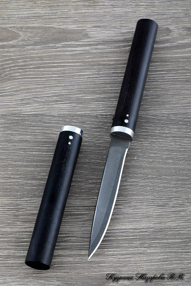 Lady's knife wootz steel black hornbeam wooden sheath 