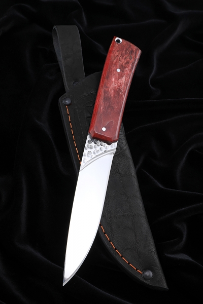 Knife No. 40 D2 all-metal handle Karelian birch red