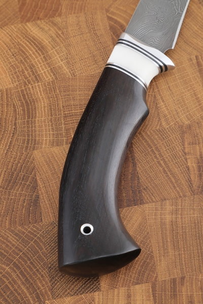 Knife Killer whale big sirloin damascus handle acrylic white black hornbeam