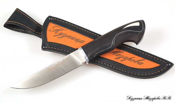 Нож Барс сталь Х12МФ-сатин рукоять черный граб резная авт.