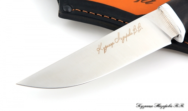 Нож Барс сталь Х12МФ-сатин рукоять черный граб резная авт.