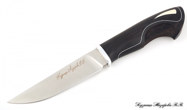 Нож Барс сталь Х12МФ-сатин рукоять черный граб резная авт.