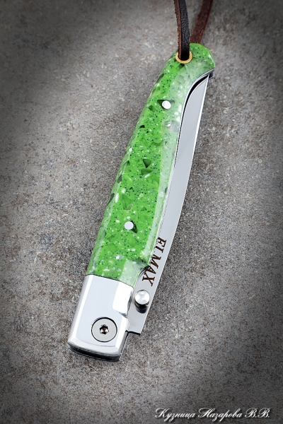 Нож складной Перо сталь Elmax рукоять дюраль акрил зеленый