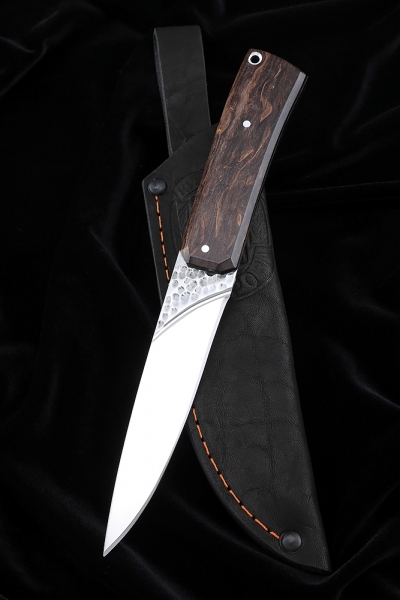 Нож №40 D2 цельнометаллический рукоять карельская береза коричневая