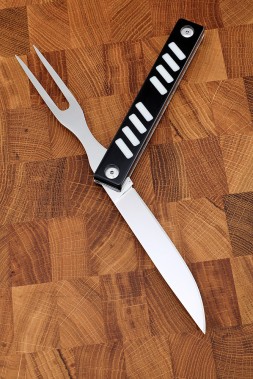 Нож Туристический с двумя лезвиями Х12МФ рукоять акрил черный с белым