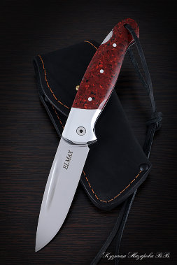 Folding knife Owl steel Elmax lining Acrylic red with duralumin
