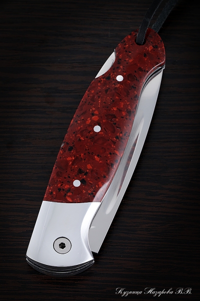 Нож складной Сова сталь Elmax накладки акрил красный с дюралью