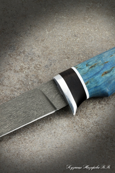 Нож Кардинал Х12МФ черный граб стабилизированная карельская береза (синяя)