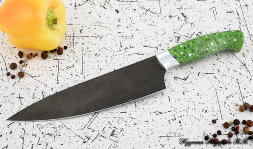 Нож Шеф № 12 сталь Х12МФ рукоять акрил зеленый