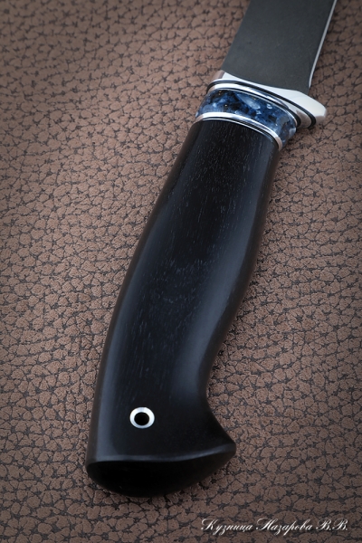 Нож Касатка средний филейный Х12МФ черный граб акрил синий