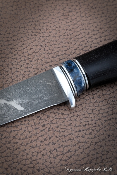 Нож Касатка средний филейный Х12МФ черный граб акрил синий
