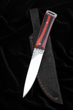 Нож №41 D2 цельнометаллический рукоять G10 чернокрасная