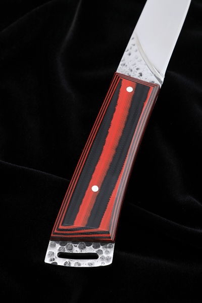 Нож №41 D2 цельнометаллический рукоять G10 чернокрасная