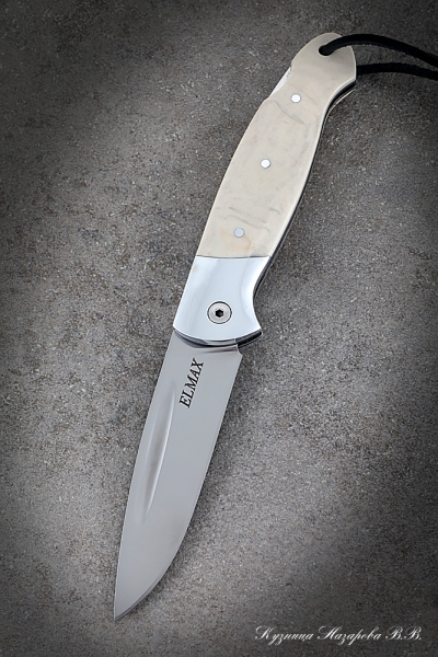Folding Knife Owl Steel Elmax Lining Acrylic Ivory with Duralumin