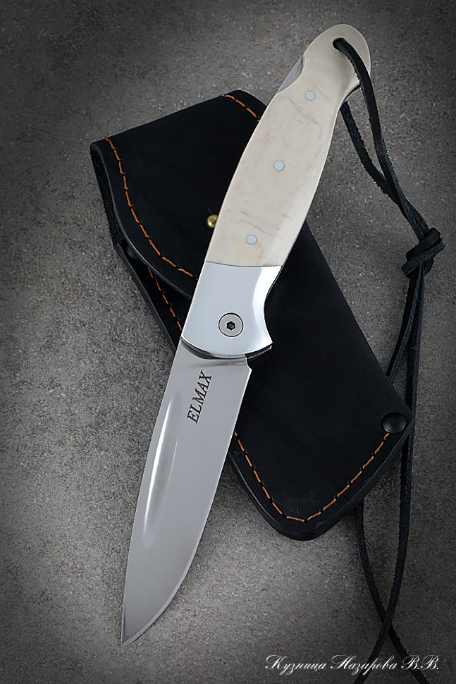 Нож складной Сова сталь Elmax накладки акрил Слоновая кость с дюралью