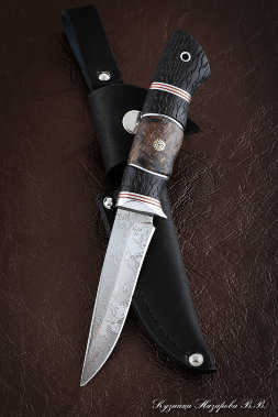 Нож Лань D2 стабилизированная карельская береза коричневая черный граб (Sicac)