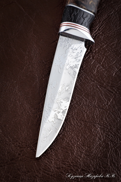 Нож Лань D2 стабилизированная карельская береза коричневая черный граб (Sicac)