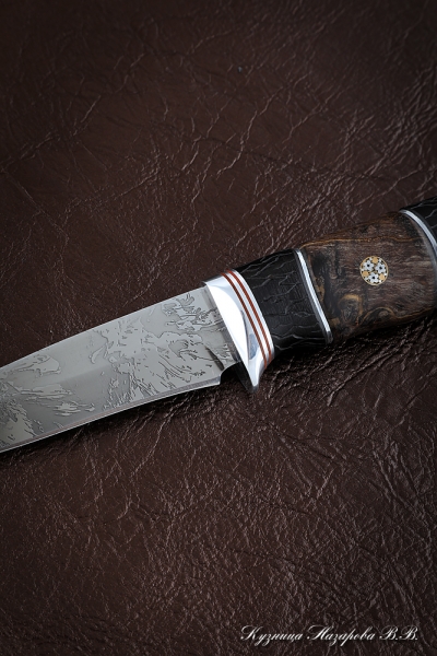 Doe knife D2 stabilized Karelian birch brown black hornbeam (Sicac)