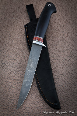 Killer Whale knife medium fillet H12MF black hornbeam acrylic red