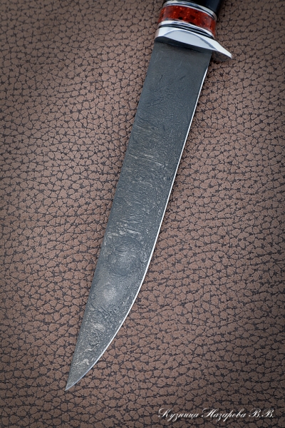 Нож Касатка средний филейный Х12МФ черный граб акрил красный