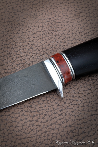 Нож Касатка средний филейный Х12МФ черный граб акрил красный