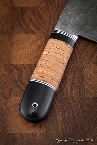 Serbian knife forged steel damascus full stone birch bark