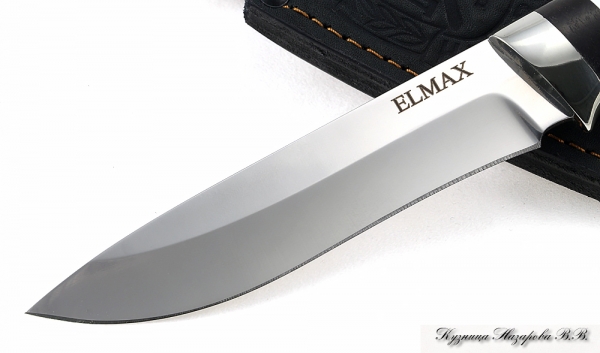 Нож Сокол Elmax мельхиор черный граб стабилизированная карельская береза (коричневая)