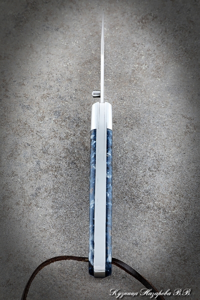 Folding Knife Pen Steel Elmax Handle Duralumin Acrylic Blue